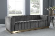 Low-profile contemporary velvet sofa in gray by Meridian additional picture 8
