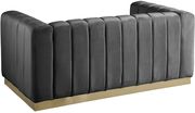 Low-profile contemporary velvet loveseat in gray by Meridian additional picture 4