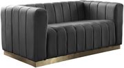 Low-profile contemporary velvet loveseat in gray by Meridian additional picture 5