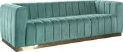 Low-profile contemporary velvet sofa in mint green by Meridian additional picture 7