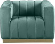 Low-profile contemporary velvet chair in mint by Meridian additional picture 4