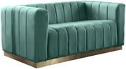 Low-profile contemporary velvet loveseat in mint by Meridian additional picture 4