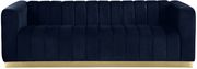 Low-profile contemporary velvet sofa in navy by Meridian additional picture 2