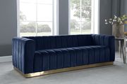 Low-profile contemporary velvet sofa in navy by Meridian additional picture 3
