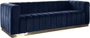 Low-profile contemporary velvet sofa in navy by Meridian additional picture 4