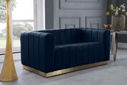 Low-profile contemporary velvet sofa in navy by Meridian additional picture 5