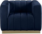 Low-profile contemporary velvet sofa in navy by Meridian additional picture 9
