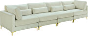 4pcs modular sofa in cream velvet w/ gold legs by Meridian additional picture 2
