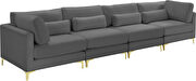 4pcs modular sofa in gray velvet w/ gold legs by Meridian additional picture 2