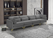 4pcs modular sofa in gray velvet w/ gold legs by Meridian additional picture 3
