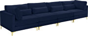 4pcs modular sofa in navy velvet w/ gold legs by Meridian additional picture 2