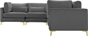 6pcs modular sectional in gray velvet w/ gold legs by Meridian additional picture 3