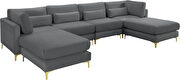 6pcs modular sectional in gray velvet w/ gold legs by Meridian additional picture 2