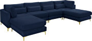 6pcs modular sectional in navy velvet w/ gold legs by Meridian additional picture 3