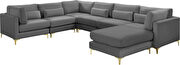 7pcs modular sectional in gray velvet w/ gold legs by Meridian additional picture 3