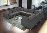 8pcs modular sectional in gray velvet w/ gold legs by Meridian additional picture 6