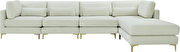 5pcs modular sectional in cream velvet w/ gold legs by Meridian additional picture 8