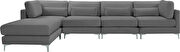 5pcs modular sectional in gray velvet w/ gold legs by Meridian additional picture 8
