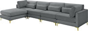 5pcs modular sectional in gray velvet w/ gold legs by Meridian additional picture 9
