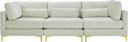 3pcs modular sofa in cream velvet w/ gold legs by Meridian additional picture 3