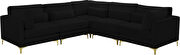 5pcs modular sectional in black velvet w/ gold legs by Meridian additional picture 2