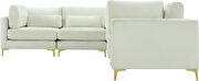 5pcs modular sectional in cream velvet w/ gold legs by Meridian additional picture 3