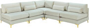 5pcs modular sectional in cream velvet w/ gold legs by Meridian additional picture 4