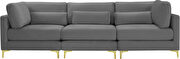 3pcs modular sofa in gray velvet w/ gold legs by Meridian additional picture 5