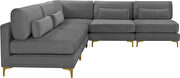 5pcs modular sectional in gray velvet w/ gold legs by Meridian additional picture 2