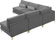 5pcs modular sectional in gray velvet w/ gold legs by Meridian additional picture 3