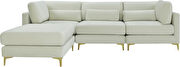 4pcs modular sectional in cream  velvet w/ gold legs by Meridian additional picture 9