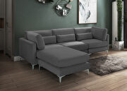 4pcs modular sectional in gray velvet w/ gold legs by Meridian additional picture 8
