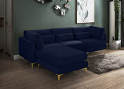 4pcs modular sectional in navy velvet w/ gold legs by Meridian additional picture 8