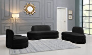 Kidney-shaped lounge style black velvet sofa by Meridian additional picture 7