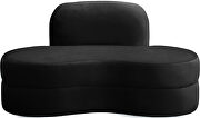 Kidney-shaped lounge style black velvet loveseat by Meridian additional picture 3