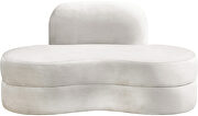 Kidney-shaped lounge style cream velvet loveseat by Meridian additional picture 3