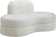 Kidney-shaped lounge style cream velvet loveseat by Meridian additional picture 6