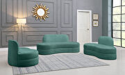 Kidney-shaped lounge style green velvet sofa by Meridian additional picture 7