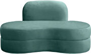 Kidney-shaped lounge style green velvet loveseat by Meridian additional picture 3