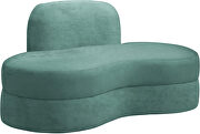 Kidney-shaped lounge style green velvet loveseat by Meridian additional picture 6