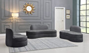 Kidney-shaped lounge style gray velvet sofa by Meridian additional picture 6