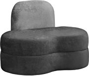Kidney-shaped lounge style gray velvet chair by Meridian additional picture 6