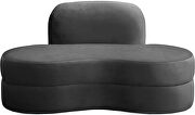 Kidney-shaped lounge style gray velvet loveseat by Meridian additional picture 3