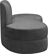 Kidney-shaped lounge style gray velvet loveseat by Meridian additional picture 4