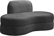 Kidney-shaped lounge style gray velvet loveseat by Meridian additional picture 6