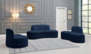 Kidney-shaped lounge style navy velvet sofa by Meridian additional picture 2