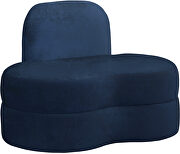 Kidney-shaped lounge style navy velvet chair by Meridian additional picture 6