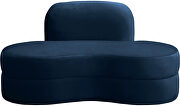 Kidney-shaped lounge style navy velvet loveseat by Meridian additional picture 3