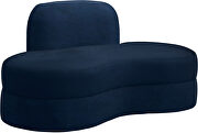 Kidney-shaped lounge style navy velvet loveseat by Meridian additional picture 6