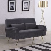 Gray velvet contemporary sofa w/ golden legs by Meridian additional picture 2